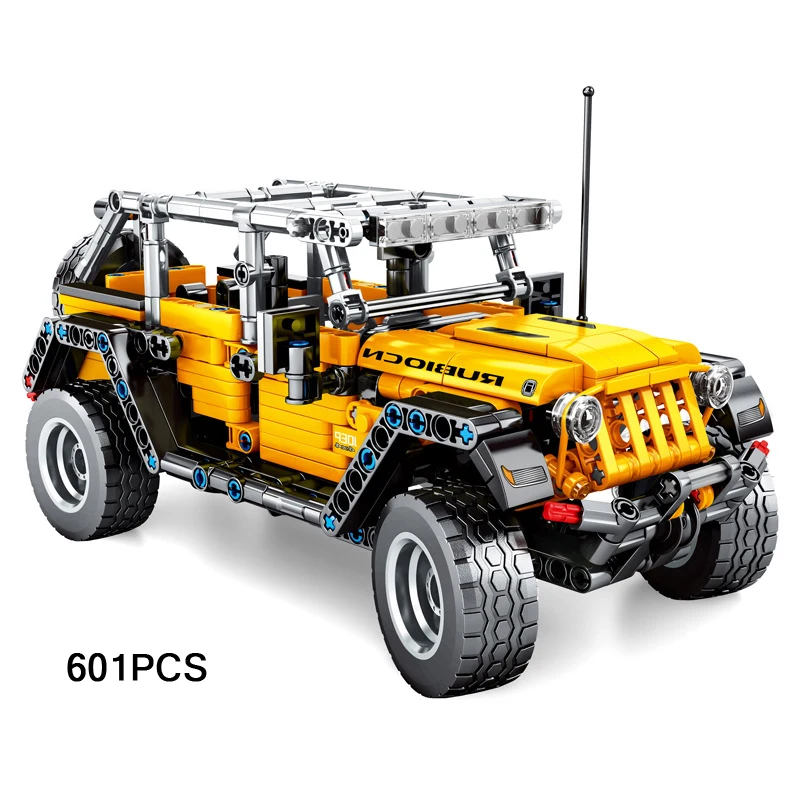 Technical Jeeps Wrangler 601pcs Building Block Assembly Model Pull Back Vehicle Bricks Educational Toy For Gifts