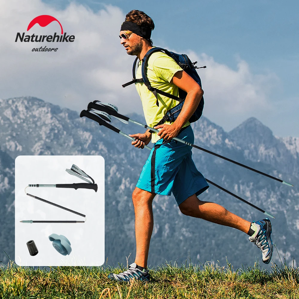 

Naturehike Carbon Fiber Walking Sticks Ultralight Folding Climbing Stick Outdoor Sport Trail Running Collapsible Hiking Stick