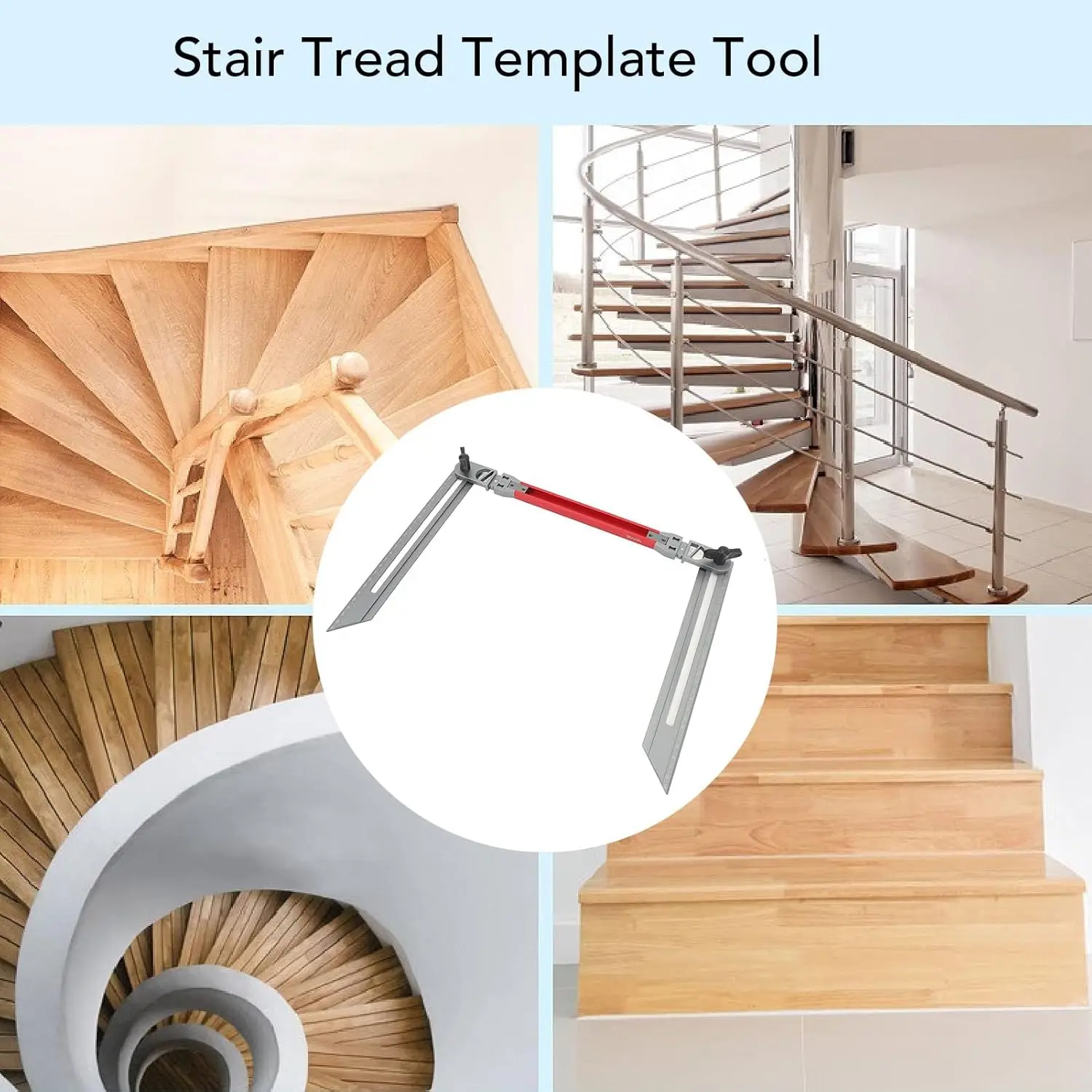 Stair Tread Template Tool,Aluminum Alloy Stair Tread Gauge Measuring Jig for Measuring Angle Length Depth,Adaptive Sizing Range