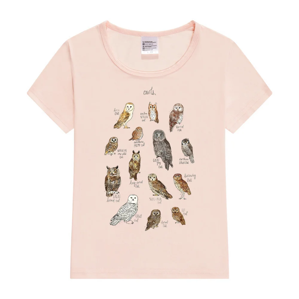 Owls Baby T-Shirt Kids Top Aesthetics Cartoon Animal Summer Short Sleeve Shirt Boy Girl Cute Owls Tshirt