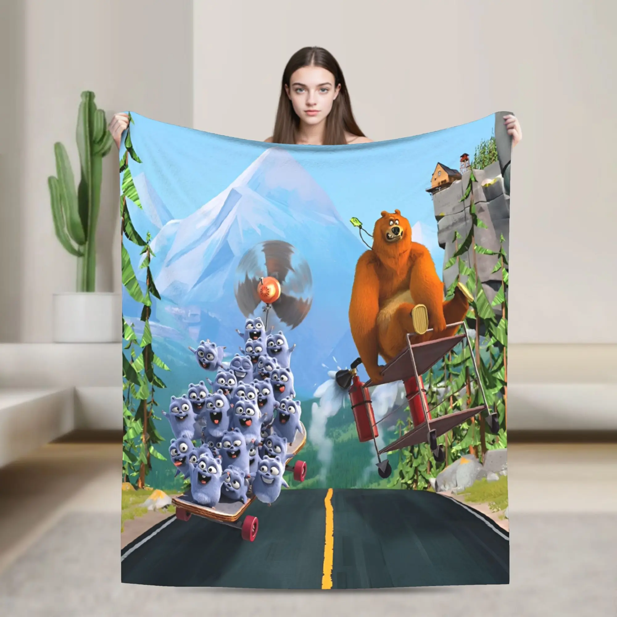 Grizzy and The Lemmings Cartoon Throw Blanket for Couch  Fuzzy Soft Plush Blanket 50x60 Inches Multiple Sizes Bedspreads