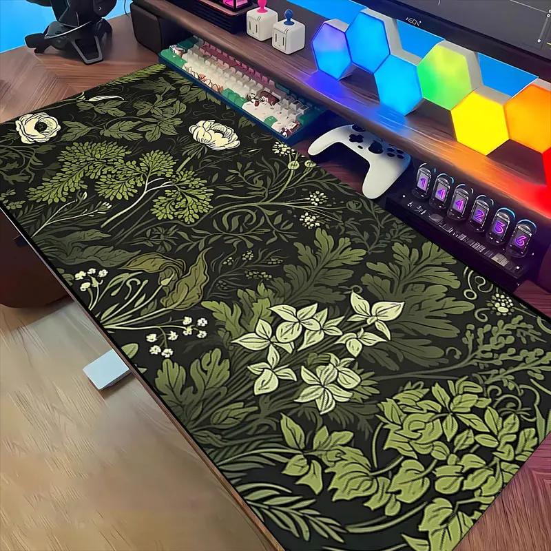 Alfombrilla de Ratón Grande para Juegos con Diseño Floral, Base de Goma Antideslizante, Costuras Precisas, Lavable y Duradera para Oficina y Gamers