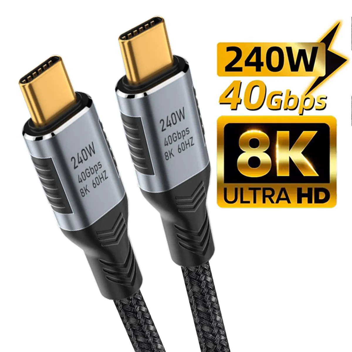 

USB C to C 40Gbps USB4 Thunderbolt3 Data Cable 8K@60Hz Display 240W Fast Charing Cord for Laptop Docking Hub PC Mobile Hard Disk
