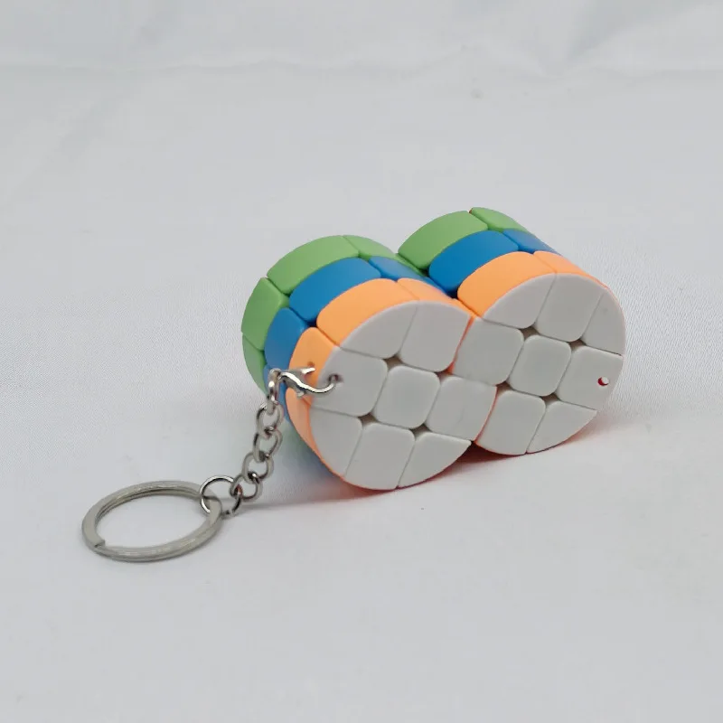 Mini cubo mágico cilíndrico de três camadas, chaveiros siameses, diversão e dificuldade, cubo de rotação restrito, brinquedo multiplicado