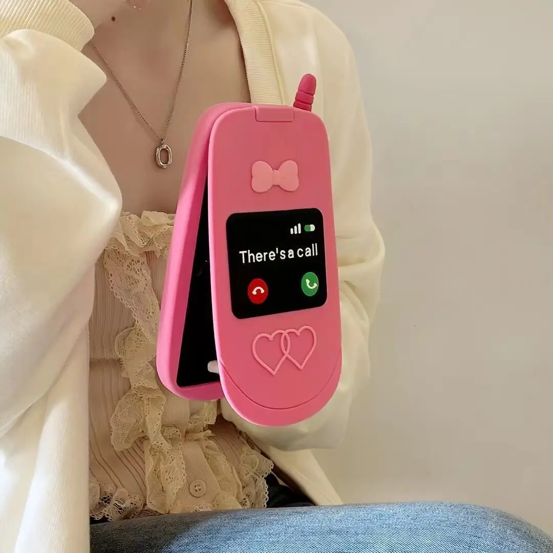 Niedliche 3D Hot Pink Schleife Handyhülle mit Klappspiegel aus Silikon für iPhone 17 16 15 14 13 12 Pro Max 11 Stoßfeste Schutzhülle Geschenke – Detail 5