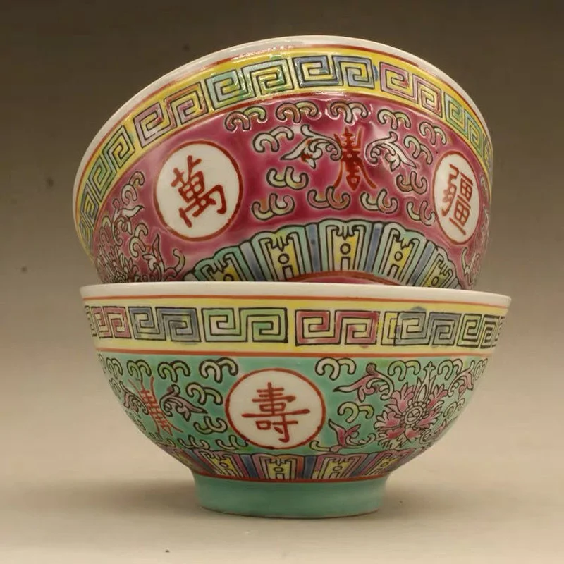 

Китайская пастельная керамическая красная зеленая чаша долголетия, антикварное украшение из коллекции