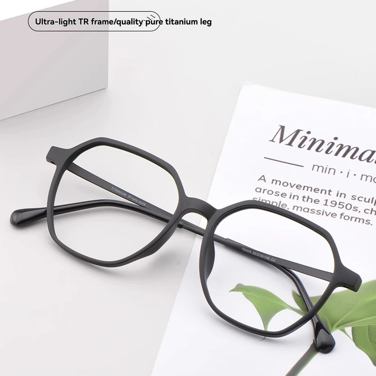 

Women's Prescription Myopic Glasses: Ultra-Light TR Frame Pure Titanium Leg Corrective Anti-Blue Light Eyewear T6005