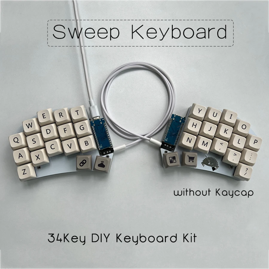 Split Keyboard 34 Key Keyboard DIY Macro QMK Keyboard Nor-RGB Macro Mechanical Games Hot Swap Wired Sweep Keyboard