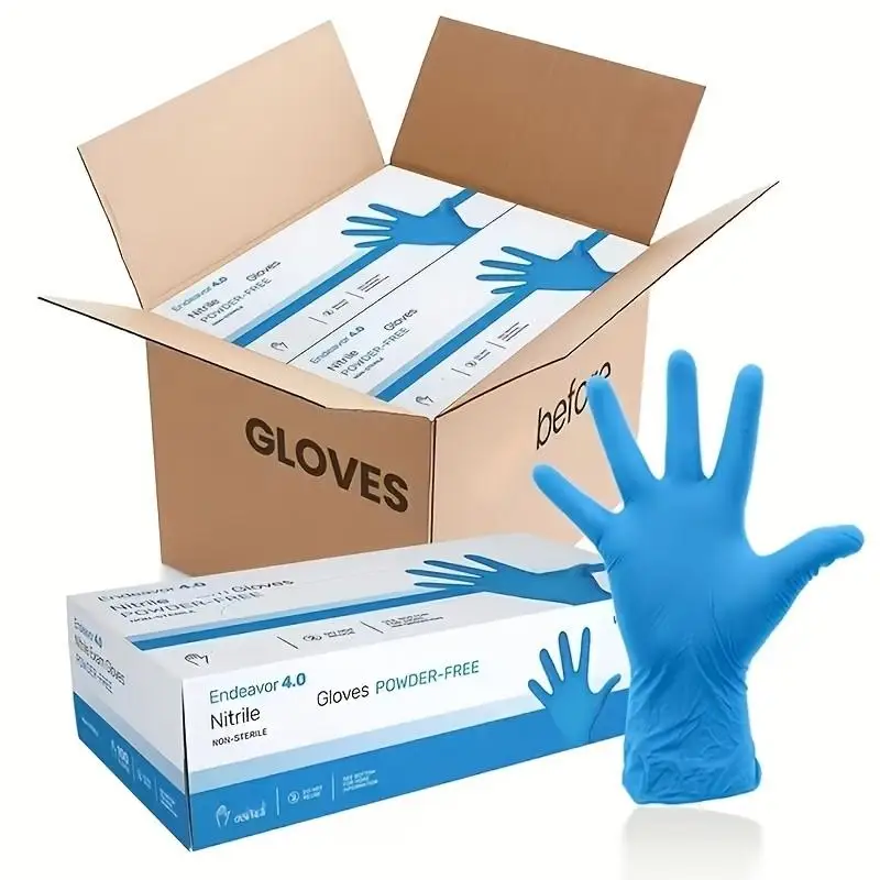 Blue nitrile gloves are durable, lightweight, versatile and suitable for beauty, hairdressing, cleaning and tattooing