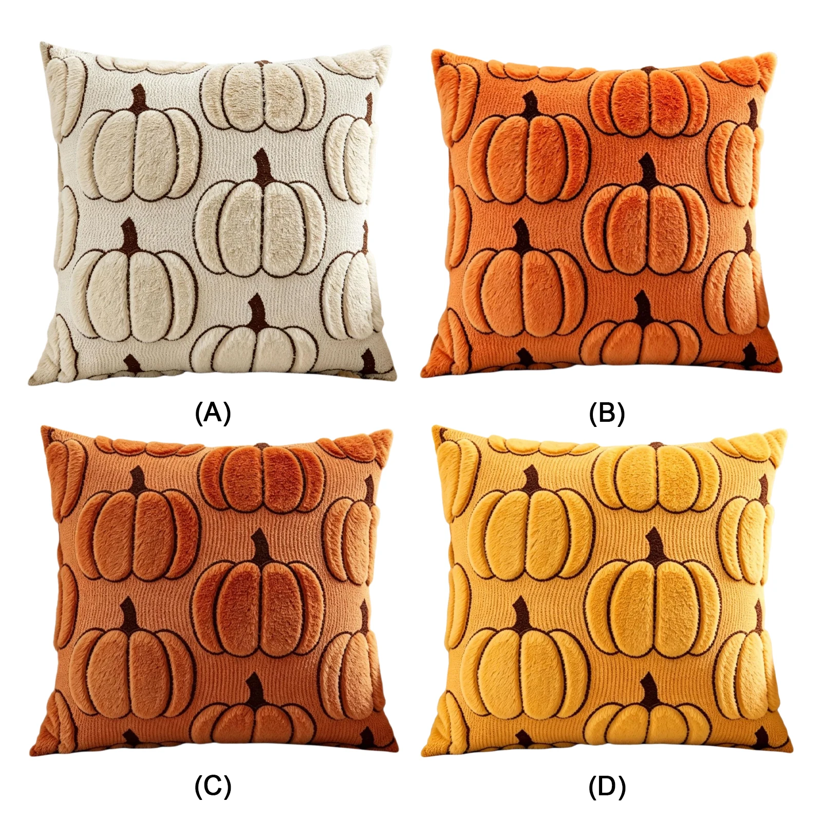 Autumn Pumpkin Cushion Cover 18x18 Halloween Decorative Throw Pillow Case Farmhouse Sofa Couch Decor