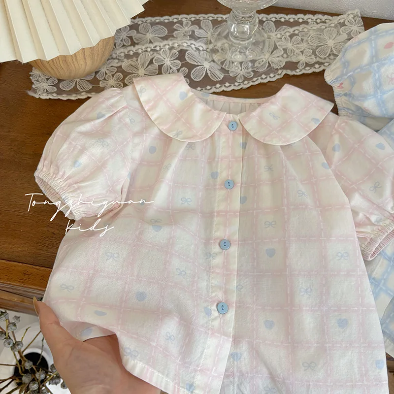 

Girls' New Summer Fashion Two-tone Heart Shirt Baby Girl Casual Fashion Quality Children's Clothing Trendy