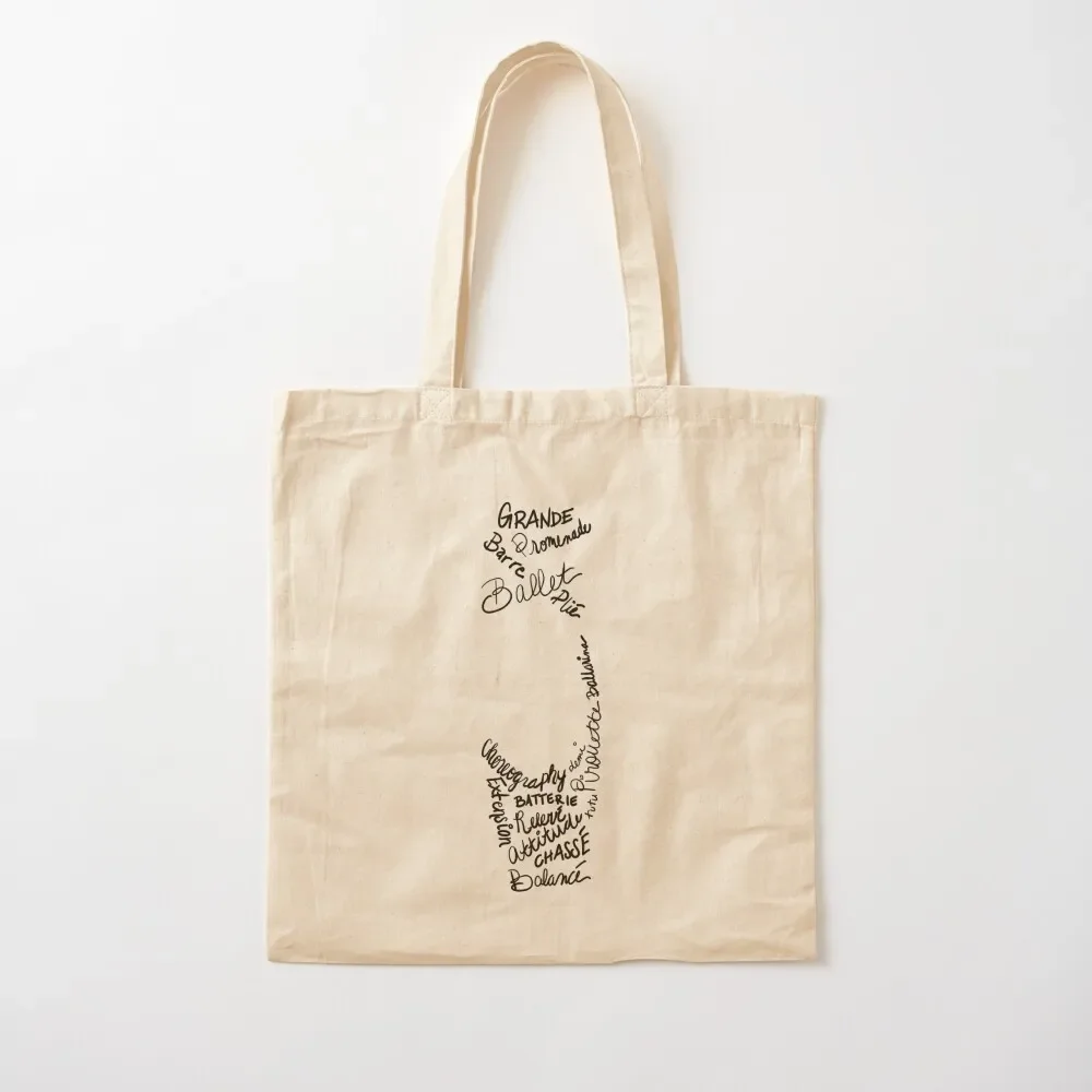 Ballet Pointe Shoe Silhouette Filled Term Words Tote Bag bag luxury women custom bags Women's bags