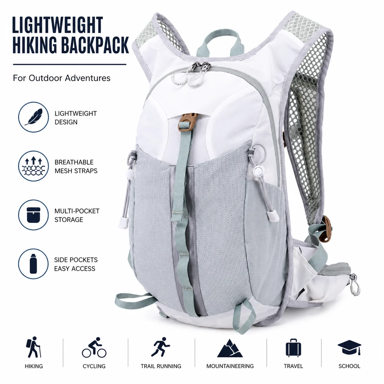 Hiking Backpack Lightweight Outdoor Daypack Breathable Mountaineering Bag Cycling Trail Running Travel Backpack Men Women
