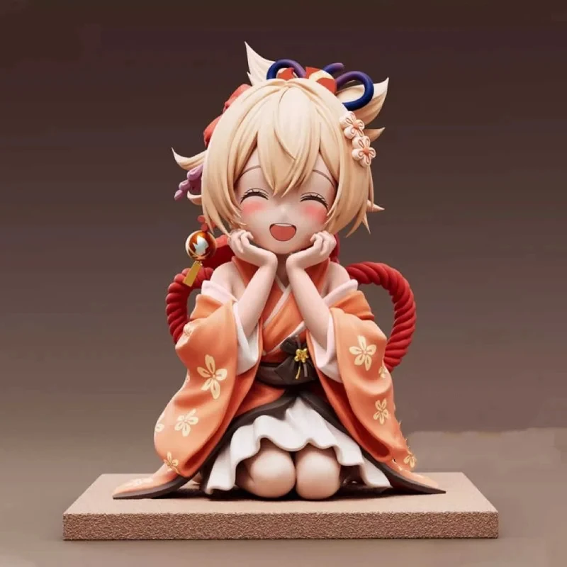 14cm Action Figure Game Peripheral Q Version Smiling Yoimiya Pvc Model Statue Doll Desktop Decoration Kids Birthday Present