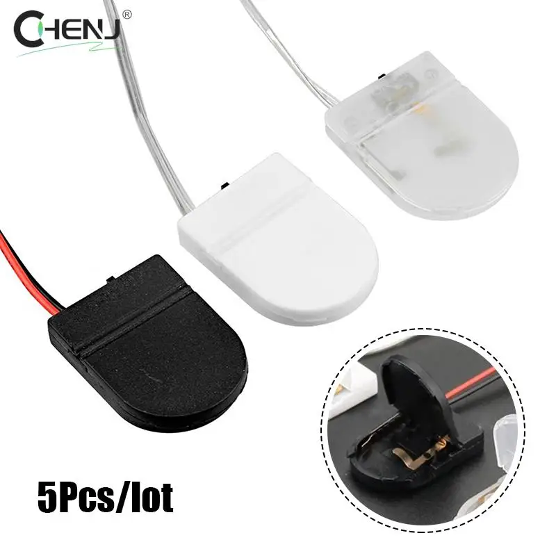 New 5PCS Single Slot CR2032 CR 2032 Button Coin Cell Battery Holder Case Cover With ON-OFF Switch Leads Wire 3V Battery Box