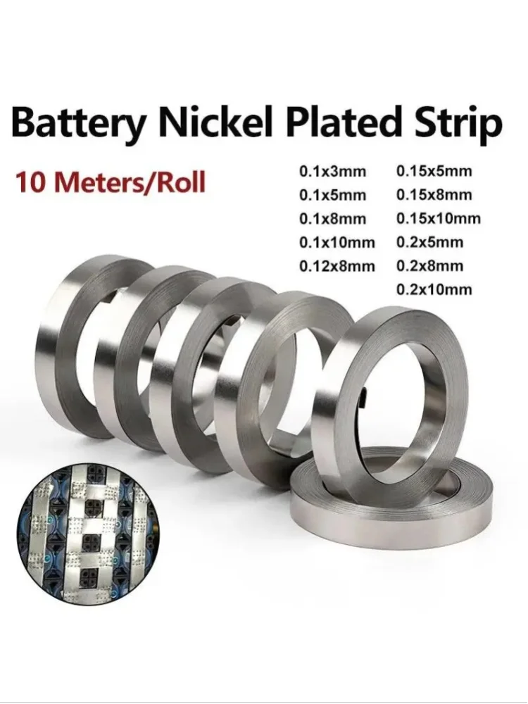 1 Rolle 10M 18650 Batterie-Nickelstreifen Li-Ionen-Verbinder 0,1mm 0,12mm 0,15mm 0,2mm Punktschweißgerät Stahlband Batterieverbinder