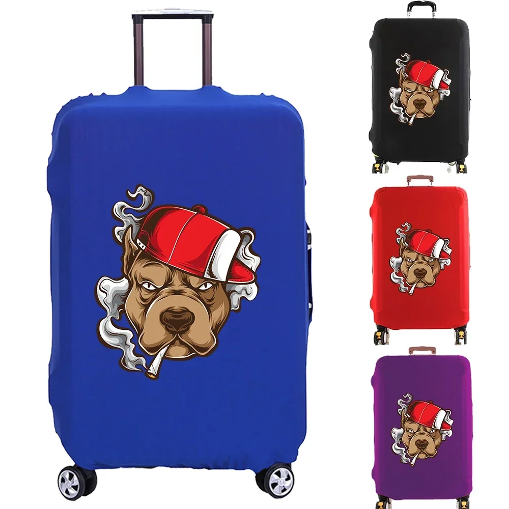 Luggage Cover Suitcase Protector Elasticity Dust Cover for 18-32 Inch Travel Trolley Smoking Dog Print Scratch Resistant Covered