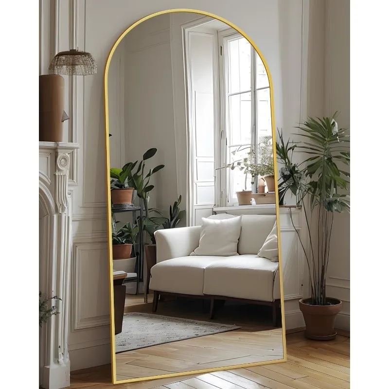 Full Length Mirror, 76"x34" Floor Mirror, Floor Standing Mirror Freestanding Arch Full Body Mirror with Stand for Bedroom