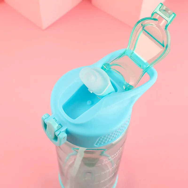 700ML 에반게리온 물병, 빨대 포함, 휴대용 대용량, 누수 방지, 마커 포함, 남성용 야외 피트니스 음료 용기