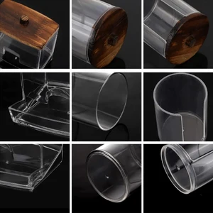 Bathroom Organizer Accessories Set, Qtip starting, storage with light plastic lids, cotton ball dispenser, cotontes jar 9 Main Sales Cotonetes - №2