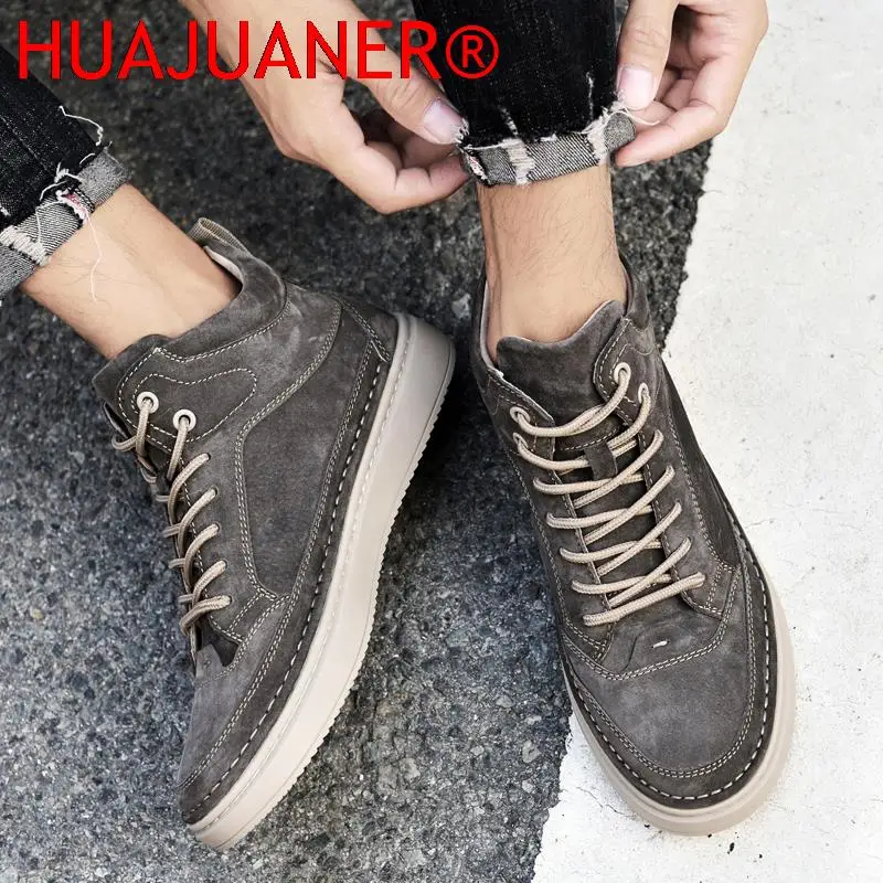 Fashion Mens Shoes Suede Genuine Leather Autumn Winter Men Boots Snow Warm Mens Ankle Boot Luxury Comfortable Male Sneakers