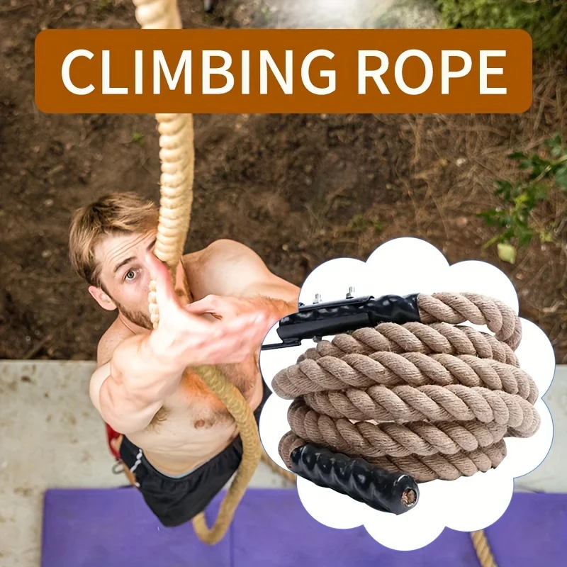 Gym Fitness Climbing Rope 3M Natural Jute Hemp Rope 30mm & 38mm Diameter Optional for Strength Bodybuilding Indoor Outdoor Physi