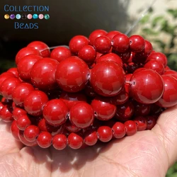 Natural Stone Beads 6 8 10 12 14 16mm Cinnabar Jade Round Loose Beads For Jewelry Making DIY Bracelet Necklace 15''