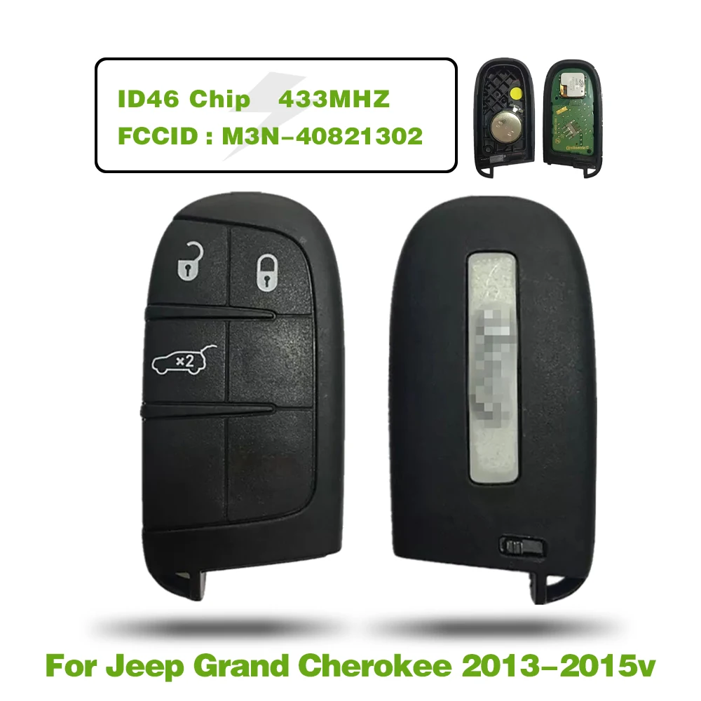 CN086001 Original FCCID: M3N-40821302 Car Remote Smart Key For Jeep Grand Cherokee 2013-2015 3 Button ID46 Chip 433MHZ Key Fob