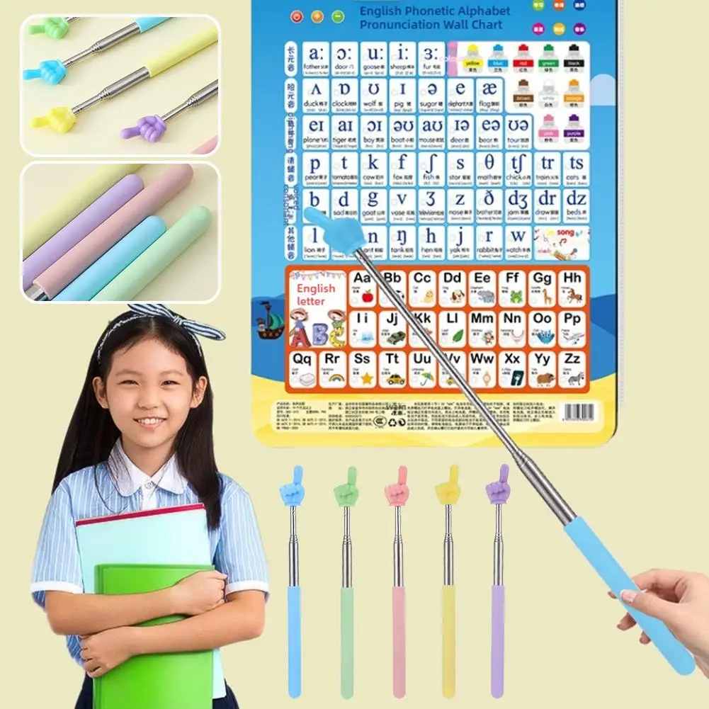 Professional Steel Teaching Pointer Telescopic Rod Finger Design Teaching Stick Finger Reading Sticks Students