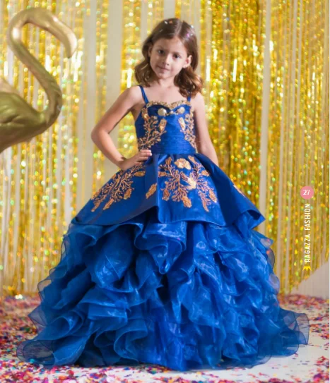 Royal Blue Mini Quinceanera Dresses Organza Appliques Flower Girl Dresses For Weddings Mexican Pageant Dresses Baby Customized