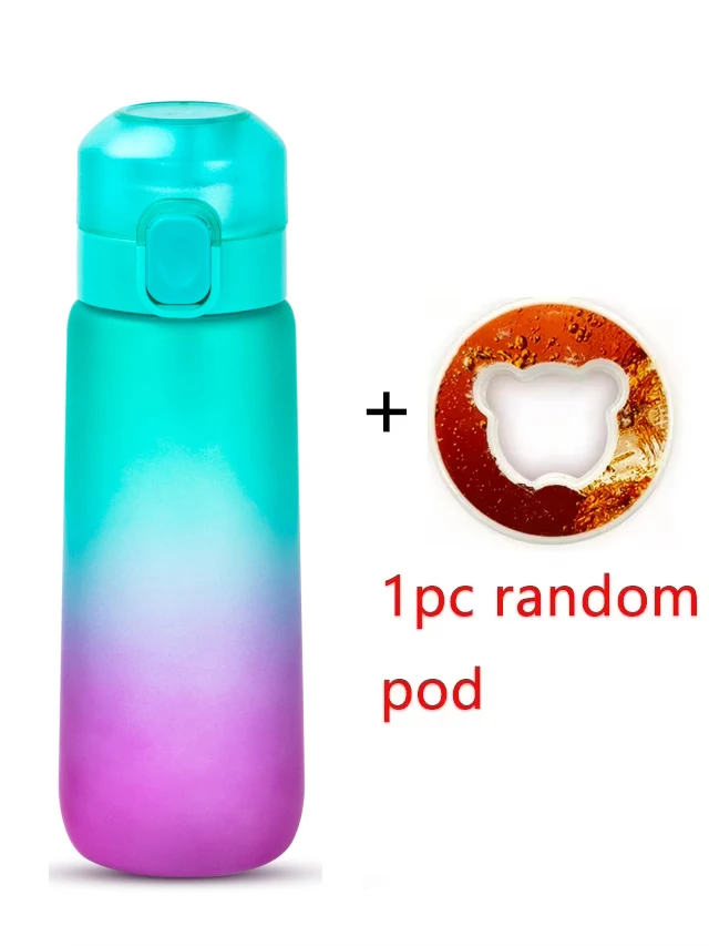 YOCITY 1 Stück 650 ml aromatisierte Wasserflasche mit zufälligen 1 Aromapseln Luftwasserflasche Frosted Black Air Camping Sport Fitness Cup 4