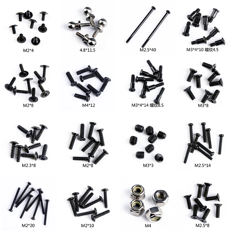 Wltoys สกรูชิ้นส่วนอะไหล่รถยนต์12428 RC สกรูหัวแบนสกรูครึ่งฟัน M2 M2.5 M2.3 M3 M4สกรูสำหรับรถ RC