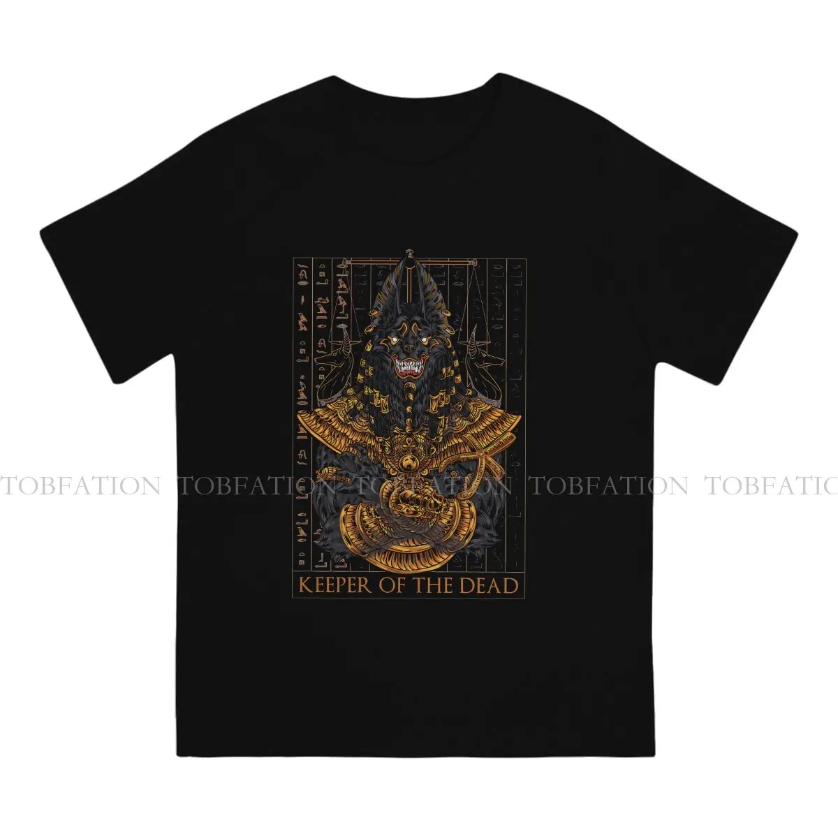 Egyptian God of Death Anubis O Neck TShirt Egyptian Pure Cotton Classic T Shirt Man's Clothes Fashion Fluffy Hot Sale