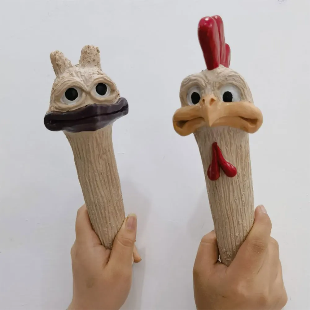 재미있는 정원 숨겨진 닭/타조 조각상 송진, 안뜰 조각, 긴 목 닭 장식, 정원 마당 파티오