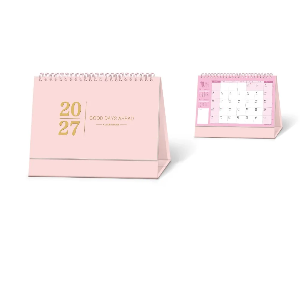 Paper 2027 Desk Calendar Spiral Binding Monthly View Monthly Planner Desktop Size Morandi Color Standing Table Calendar