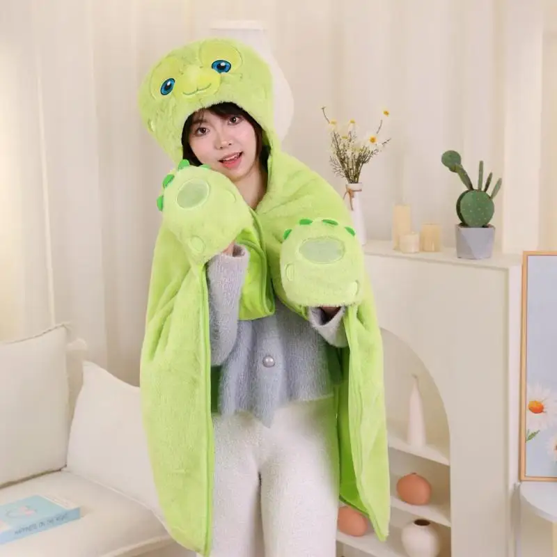 

Disney Anime Gelatoni Olu Mel Rex Kawaii Plush Thickened Warm Office Air Conditioned Blanket Dinosaur Hooded Cape Birthday Gift