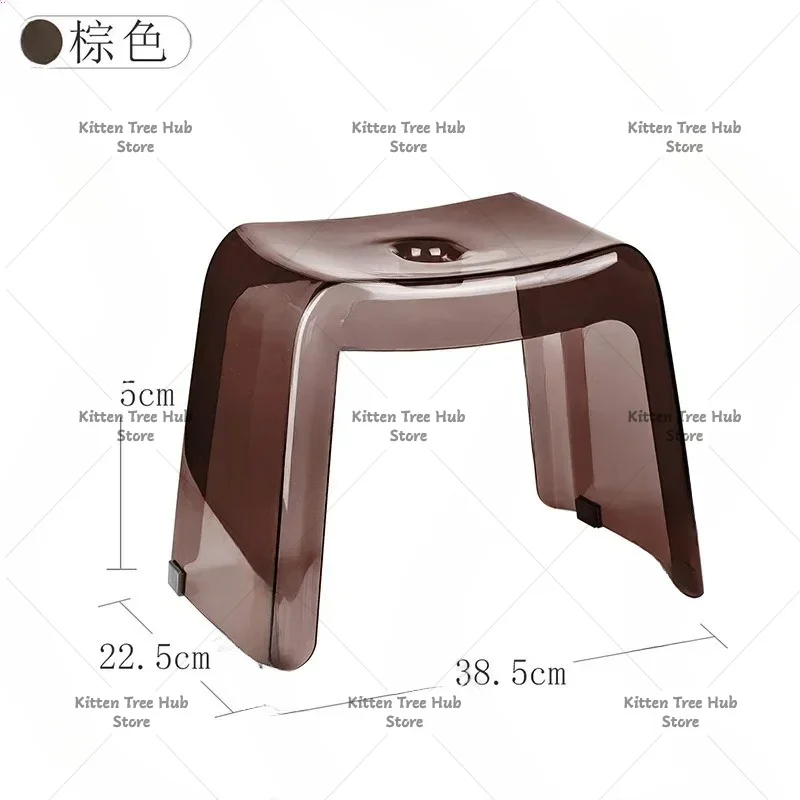 Home Bathroom Stool Furniture Transparent PCTG Plastic Shoe Stools Designer Antiskid Elderly Shower Bath Chair Seat for Adults
