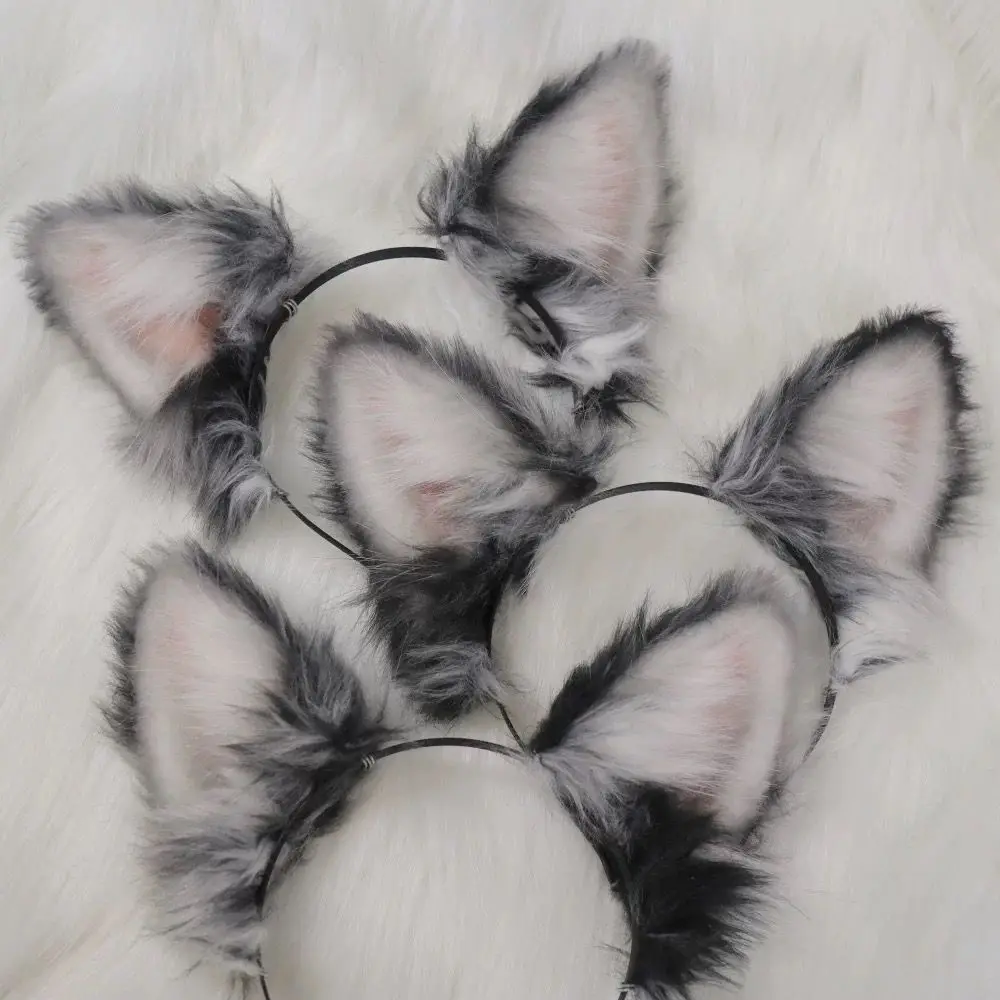 مخصص هالوين الكلب الحدود الكولي آذان Hairhoop Heagwear ذيل رمادي أسود أبيض ل أنيمي لوليتا تأثيري حلي الملحقات #2