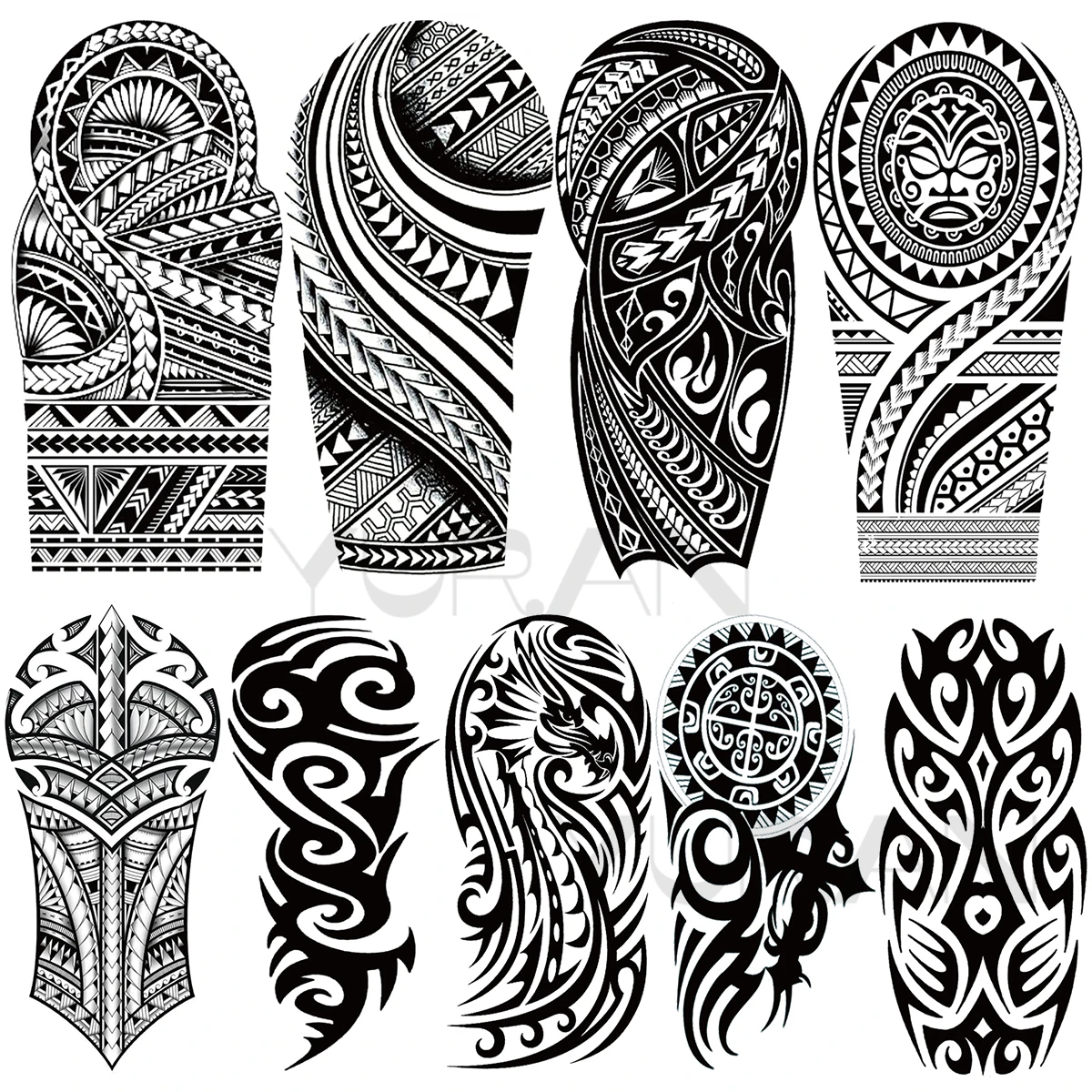 Large Totem Temporary Tattoos For Adults Men Realistic Maori Thorns Armbands Waterproof Fake Tattoo Stickers Arm Body Tatoos 3D