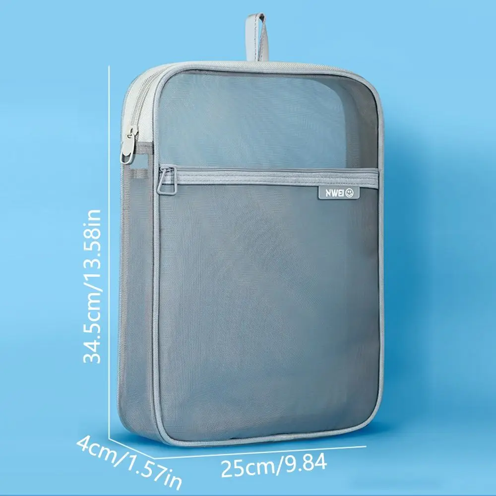 Sac en Poudre à Fermeture Éclair en Maille Épaisse, Portable, Étanche, Transparent, Porte-fichier, Poignée de Grande Capacité, Document Respirant