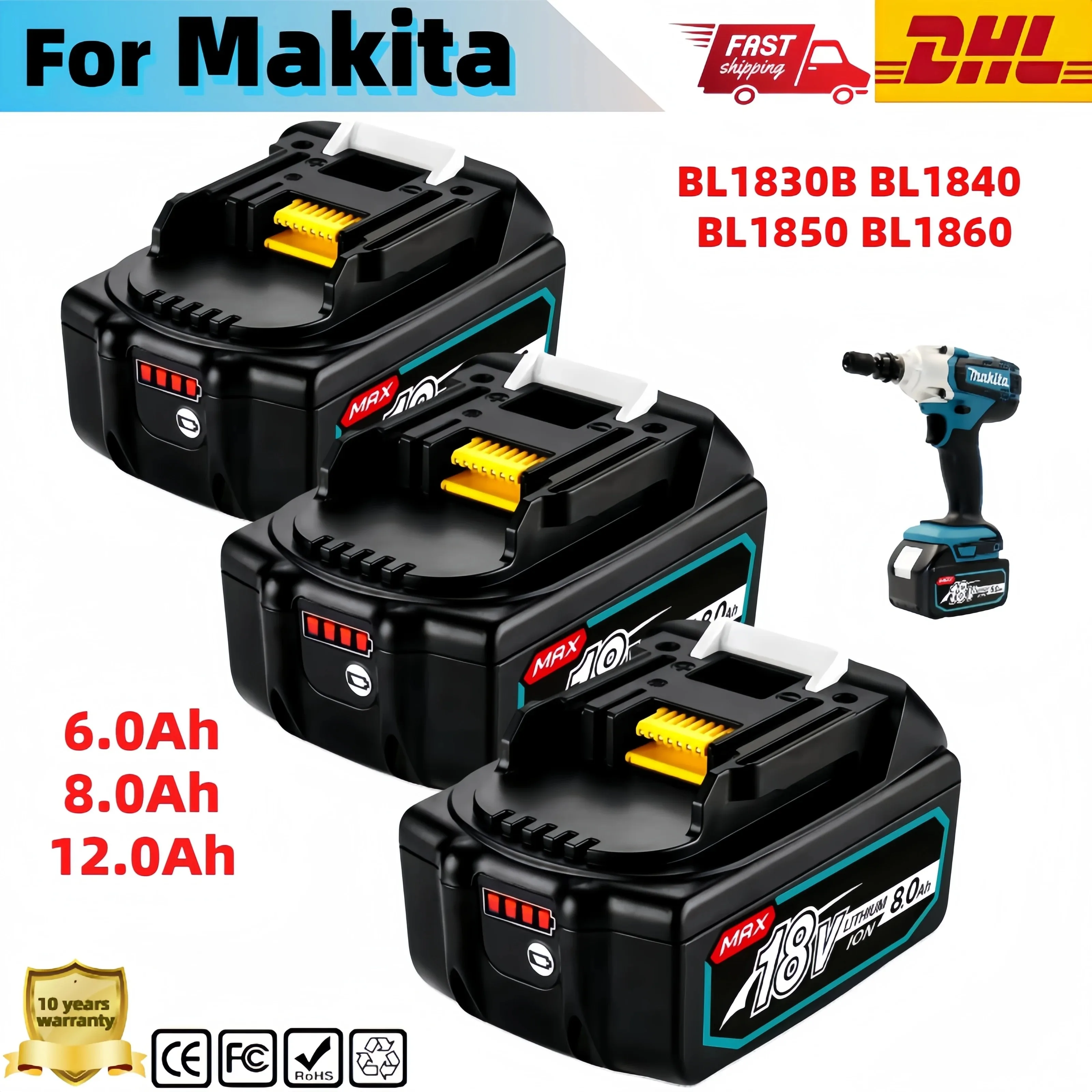 

for Makita 18V 12A Rechargeable Battery 18650 Lithium-ion Cell Suitable For Makita Power Tool BL1860 BL1830 BL1850 LXT400