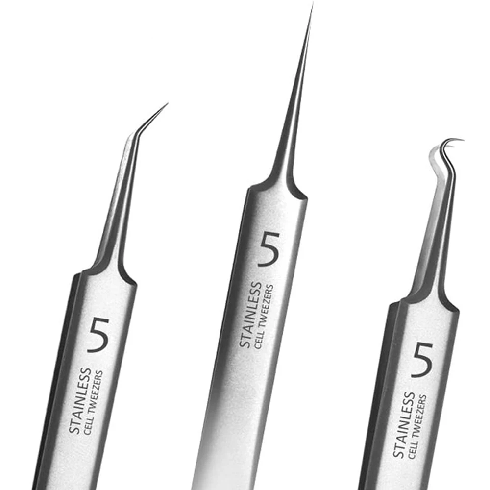 3pcs/Set Blackhead Remover Tweezers, Pimple Remover Tweezers, Precision Pimple Popper Tool, Cell Clip Acne Needle, Stainless Ste