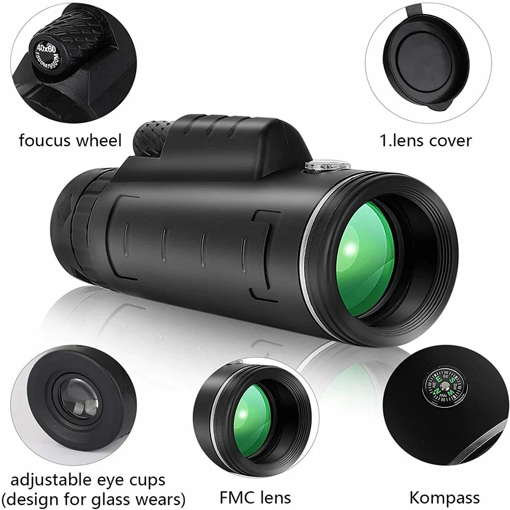 Super High Power 40X60 Monocular Telescope Portable Night Vision HD Zoom Monocular Binoculars Pocket Telescope