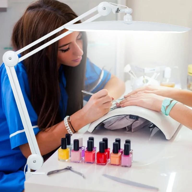 Professional LED Desk Lamp for Nail Art - Clip-on Beauty Work Light with 3 Color Modes, Long Arm & Clamp for Eyelash Extension