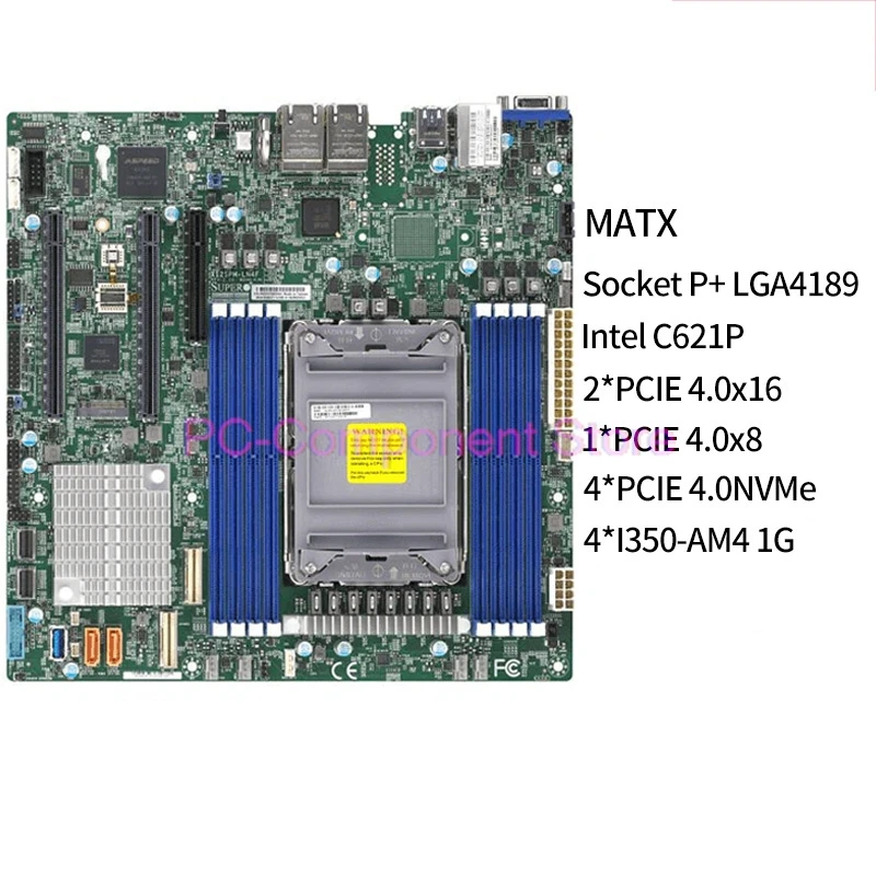 Server Motherboard For Supermicro LGA-4189 DDR4-3200MHz M-ATX C621P 12V DC X12SPM-LN4F