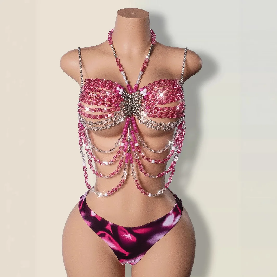 

Colorful Sequins Tank Top Shiny Hollow Out Backless Tassel Bikini Cover Up Women Rave Nightclub Party Crop Tops
