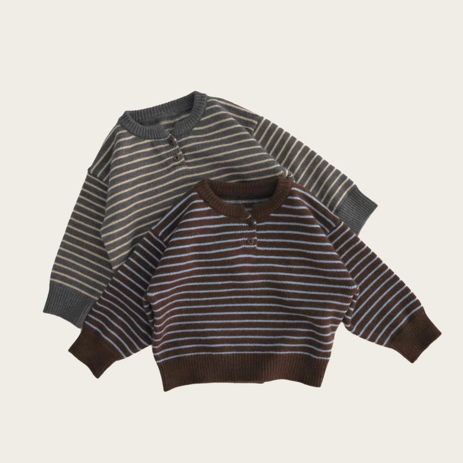 

Toddler Kids Boys 1-6Y Girls Baby Sweaters Cotton Knit Striped Sweater Casual Loose Fit Children Clothes Girl Wear Pullover