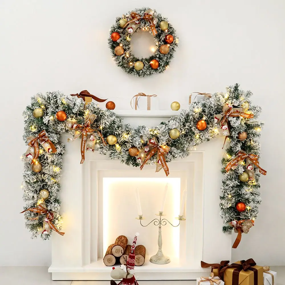 Internet celebrity Korean version of Christmas wreaths, flocked rattan, European-style wreaths, window door hanging, venue decor
