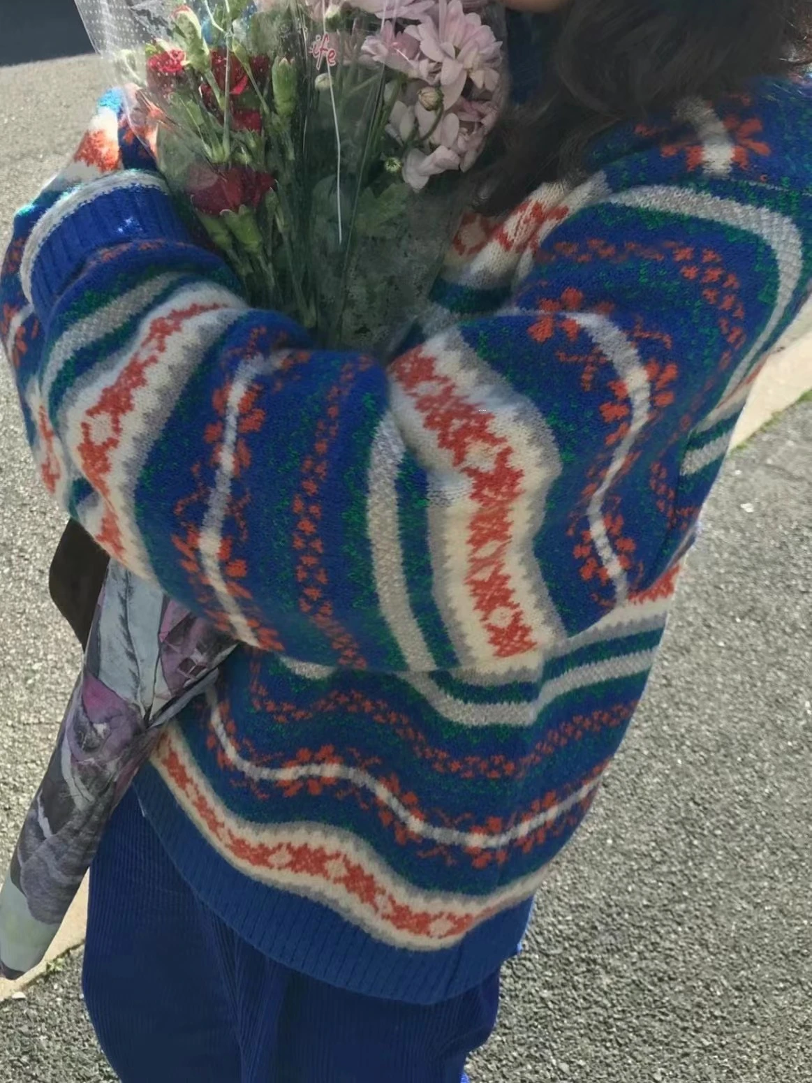 Leuchtend Farbiger Strickpullover für Damen, Dickstrick, Retro-Stil, Rundhals, Weiche Wollmischung, Bequem und Atmungsaktiv