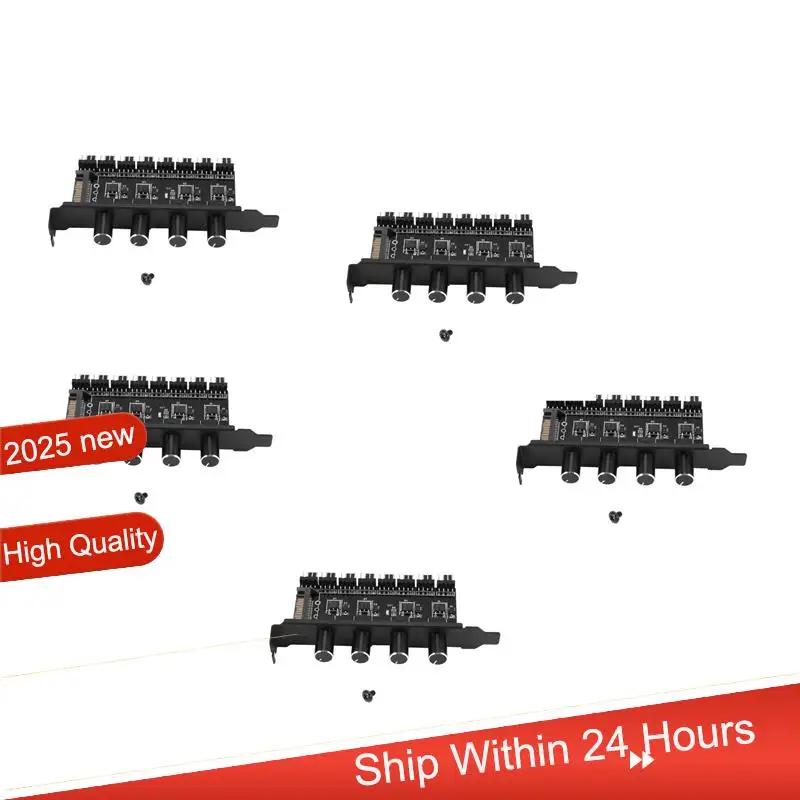 AC18(Guaranteed) 5X Pc 8 Channels Fan Hub 4 Knob Cooling Fan Speed Controller For Cpu Case HDD VGA Pwm Fan Pci Bracket Power By